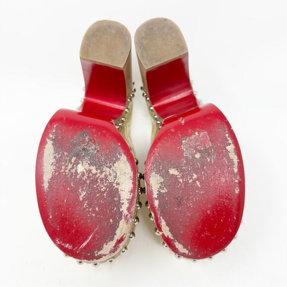 Christian Louboutin Joan Genuine Shearling Lined Platform Clogs EU 37 - Picture 10 of 12